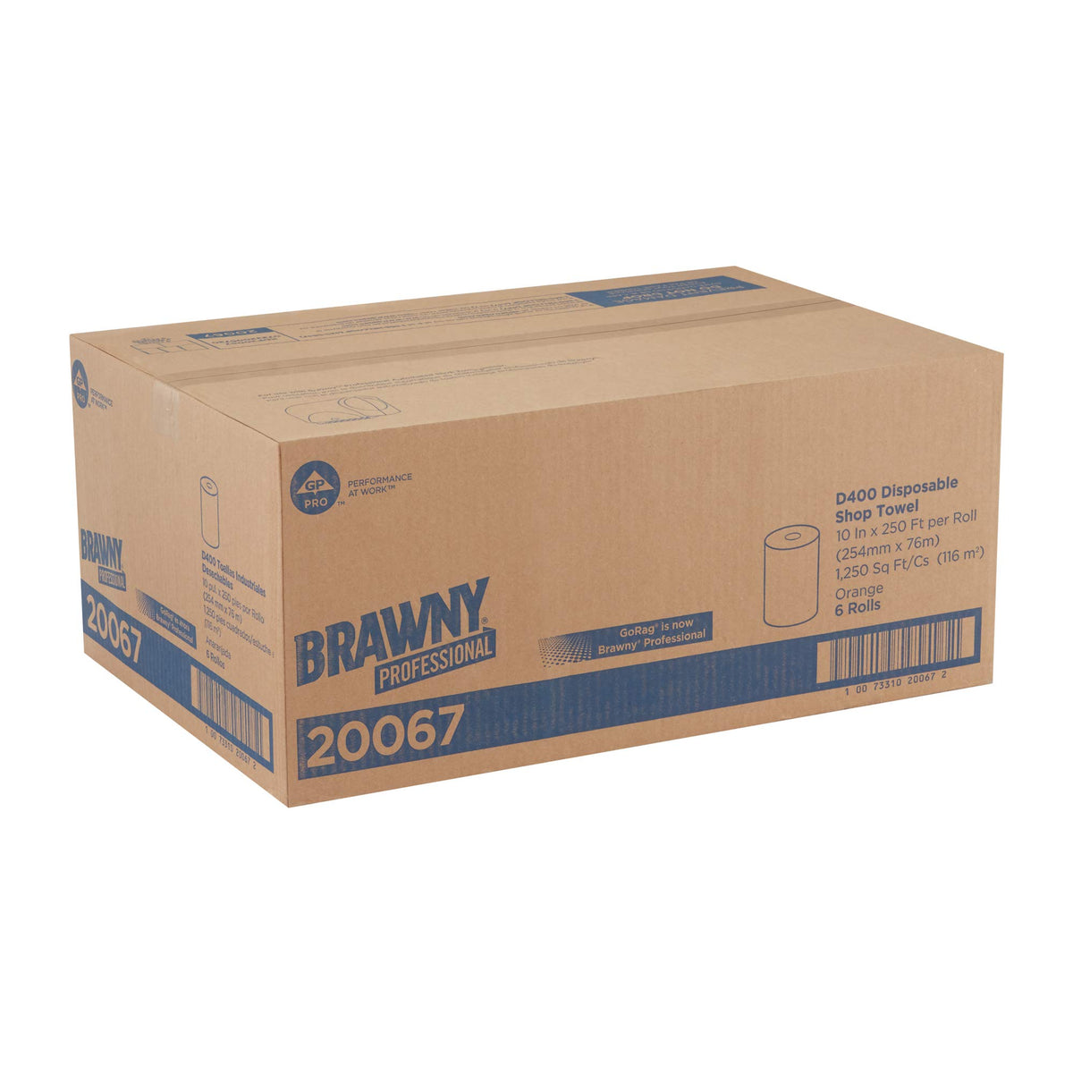 Georgia-Pacific Brawny Professional D400 Disposable Shop Towel Refill by GP PRO (Georgia-Pacific) – Orange, 20067, 250 Feet Per Roll, 6 Rolls Per Case
