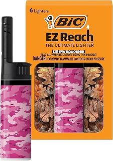 BIC EZ Reach Candle Lighter, The Ultimate Lighter with Wand for Candles, Counterculture, Shrooms, 420 Assorted Designs, 6 Count Pack of Lighters (Camo)