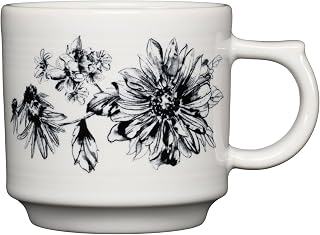 16oz Black Botanical Floral Stackable Coffee Cup by Fiesta
