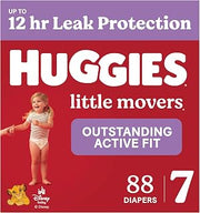 HUGGIES Little Movers Diapers Size 7, 88 Count (2 Packs of 44)