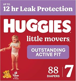 HUGGIES Little Movers Diapers Size 7, 88 Count (2 Packs of 44)