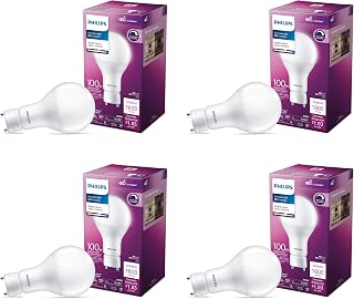 PHILIPS LED 100W A21 GU24 4-Pack Ultra Definition Bright White (3000K) 1600 Lumen Dimmable Frosted Flicker-Free Light Bulbs