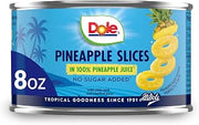 Dole Canned Fruit, Pineapple Slices in 100% Pineapple Juice, Gluten Free, Pantry Staples, 8 Oz, Packaging May Vary