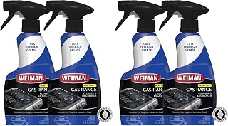 Weiman Heavy Duty Gas Range & Stove Top Cleaner and Degreaser - 4 Pack, 24 Ounces with MicroFiber Cleaning Towel