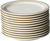 CAC China AZ-16 Arizona 10-1/2-Inch Brown Rim Brown Speckled American White Stoneware Round Plate, Box of 12