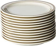 CAC China AZ-16 Arizona 10-1/2-Inch Brown Rim Brown Speckled American White Stoneware Round Plate, Box of 12