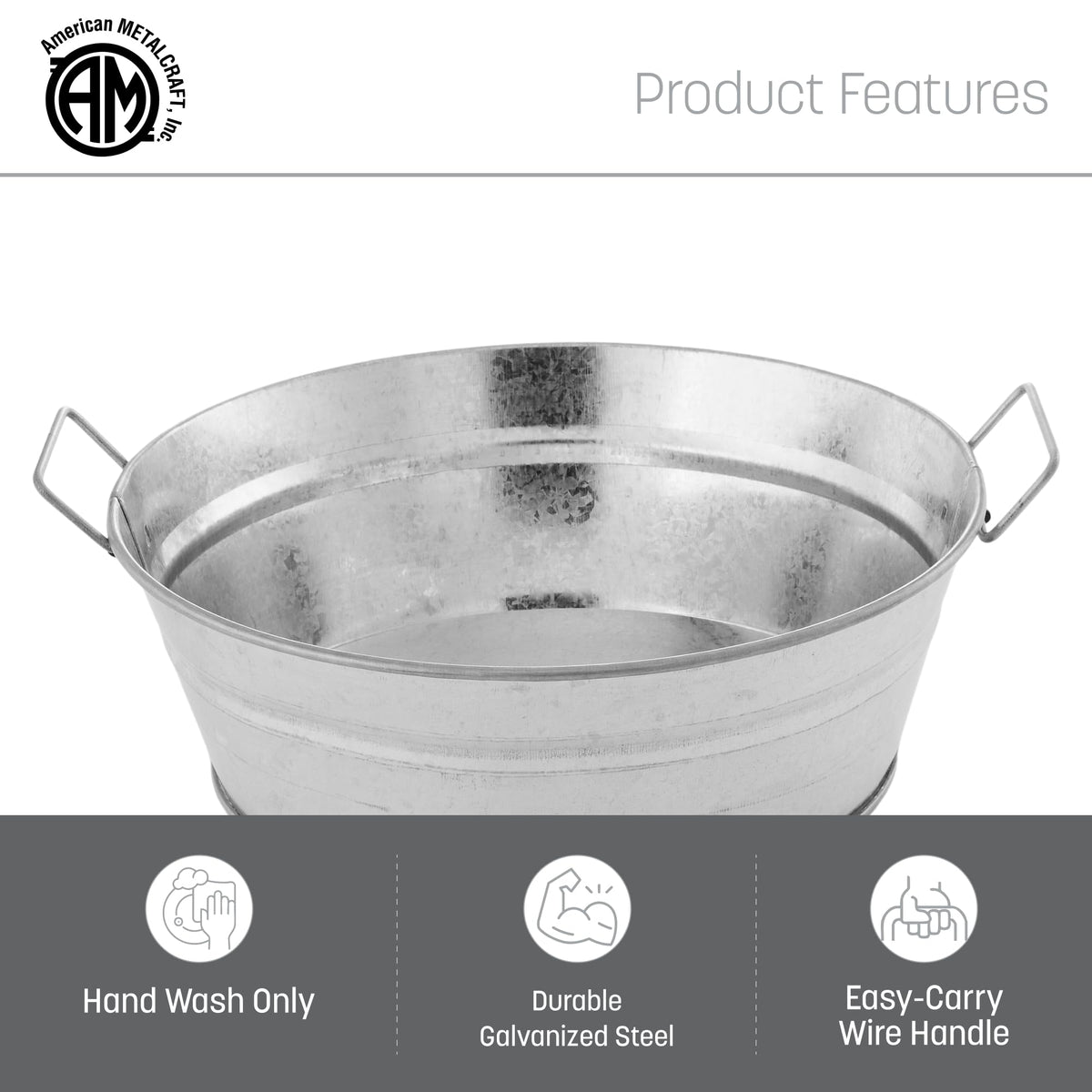 American Metalcraft 47 oz (Pack of 1) / Tub / Silver Beverage Tubs