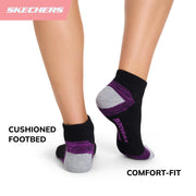 Women's 6-Pack Performance Quarter Crew Socks by Skechers – Cotton, Medium Grey, Pack of 6, Model S105706