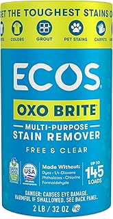 ECOS OXO BRITE Multi-Purpose Stain Remover, Brightens & Whitens, Free & Clear, 145 Loads, Plastic-Free, Safer Choice Certified, 2 lbs