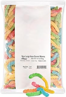 Albanese Candy, Sour Large Neon Gummi Worms, 4.5-pound Bag