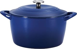 Tramontina Enameled Cast Iron Tall Dutch Oven Pot with Lid, Large 7-quart, Blue