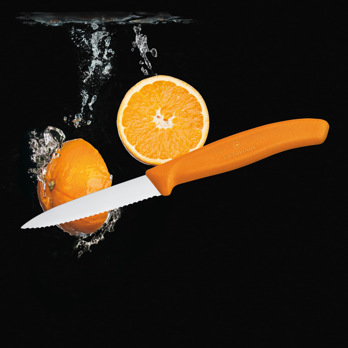 Swiss Classic Paring Knife for Cutting and Preparing Fruit and Vegetables Serrated Blade in Orange by Victorinox – 3.1", Stainless Steel, Orange, Model 6.7636.L119