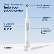 Pro Rechargeable Electric Toothbrush by Oral-B – 1 Count (Pack of 1), White, Model 1000
