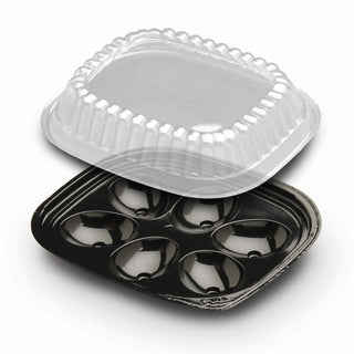 Quikpak Egg Tray Combo 6Ct Pet Blk Clrdm by D AND W FINE PACK – 416 CT, Polyethylene Terephthalate, Black, Model 4023312