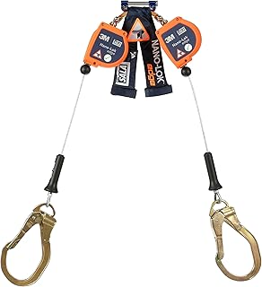 3M DBI-SALA Nano-Lok edge Twin-Leg Quick Connect Fall Protection Self Retracting Lifeline SRL - Cable Construction 3500227, Orange, 8 ft. (2.4 m), 1 EA