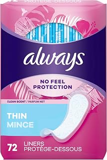 Always Panty Liners No Feel Protection Thin Regular, 72 Count