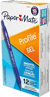 Paper Mate Gel Pen, Profile Retractable Pen, 0.7mm, Blue, 12 Count