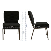 HERCULES Series 21''W Stacking Church Chair in Black Dot Patterned Fabric - Gold Vein Frame by Flash Furniture – Set of 1, Fabric, Foam, Steel, Model FD-CH0221-4-GV-S0806-GG