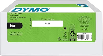 DYMO Authentic LW 1-Up File Folder Labels for LabelWriter Label Printers, White, 9/16" x 3-7/16", 6 Rolls of 130 (780 Total)