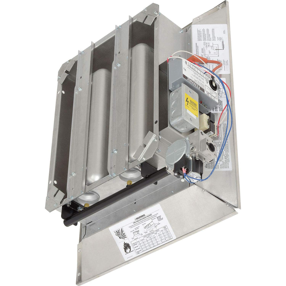 SunStar Natural Gas Heater Infrared Ceramic by GUM – 23.63"L x 26.5"W x 7.75"H, Aluminized Steel / Aluminum Reflectors, Silver, Model SG8-N