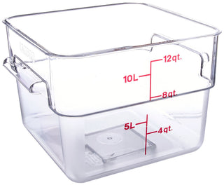 12SFSCW135 Camwear Polycarbonate Square Food Storage container by Cambro – 12 QT, 12.0 liters, Polycarbonate (PC), Clear