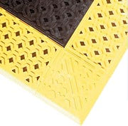 Notrax 520S4210BY 520 Cushion-Lok Perforated Series 42" x 120" Black/Yellow Safety Anti-Fatigue Drainage Mat