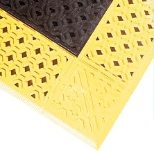 Notrax 520S4210BY 520 Cushion-Lok Perforated Series 42" x 120" Black/Yellow Safety Anti-Fatigue Drainage Mat