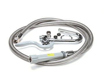 Pot and Glass Filler with Hook Nozzle and 68" Flexible Stainless Steel Hose by T&S Brass – Large, Stainless Steel, Model B-0102-A