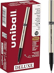 Uni-Ball Deluxe Rollerball Pens, Fine Point (0.7mm), Black, 12 Count