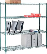 Nexel Poly-Green, 4 Tier, Wire Shelving Starter Unit, 60"W x 18"D x 54"H