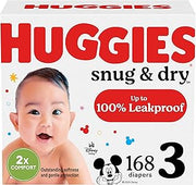 HUGGIES Size 3 Diapers, Snug & Dry Baby Diapers, Size 3 (16-28 lbs), 168 Count, Packaging May Vary