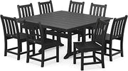 Polywood Traditional Garden 9-Piece Farmhouse Dining Set (Black)