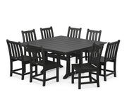 Traditional Garden 9-Piece Farmhouse Dining Set (Black) by Polywood – Onesize, Plastic, Black, Pack of 9
