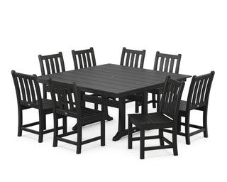 Traditional Garden 9-Piece Farmhouse Dining Set (Black) by Polywood – Onesize, Plastic, Black, Pack of 9