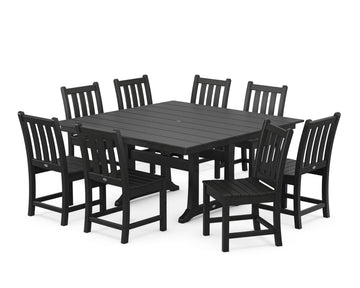 Traditional Garden 9-Piece Farmhouse Dining Set (Black) by Polywood – Onesize, Plastic, Black, Pack of 9
