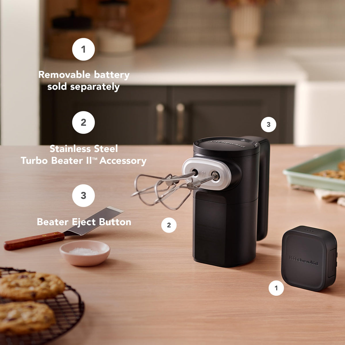 Go Wireless Hand Mixer without Battery Black by KitchenAid – Model 5KHMR700BM