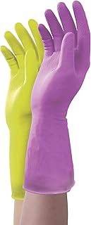 Mr. Clean Duet, Natural Latex, Beaded Cuff, Cotton Flock Lining, Non-Slip Grip Gloves, Medium