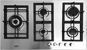 Summit , 34-Inch-Wide 5-Burner Gas Cooktop, Stainless Steel with Sealed Burners, Cast Iron Grates, NG/LPG Conversion Kit, Wok Ring, Flame Failure Protection, Easy to Clean, Cord