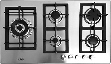 Summit , 34-Inch-Wide 5-Burner Gas Cooktop, Stainless Steel with Sealed Burners, Cast Iron Grates, NG/LPG Conversion Kit, Wok Ring, Flame Failure Protection, Easy to Clean, Cord