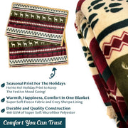 Pavilia Reindeer Cabin Sherpa Throw Blanket, 50x60 Inches, Red