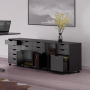 Halifax 3-Pc Set Cabinets by Winsome – 3 Doors, 12 Drawers, Engineered Wood, Black, Model 20346