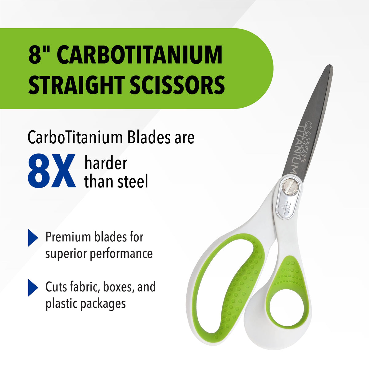 Heavy Duty Car-Bonded 8" Straight Scissors - Durable Fabric Scissors for Heavy-Duty Cutting Tasks by Westcott – 8-Inch, Stainless Steel, Carbon Titanium, Model 16447