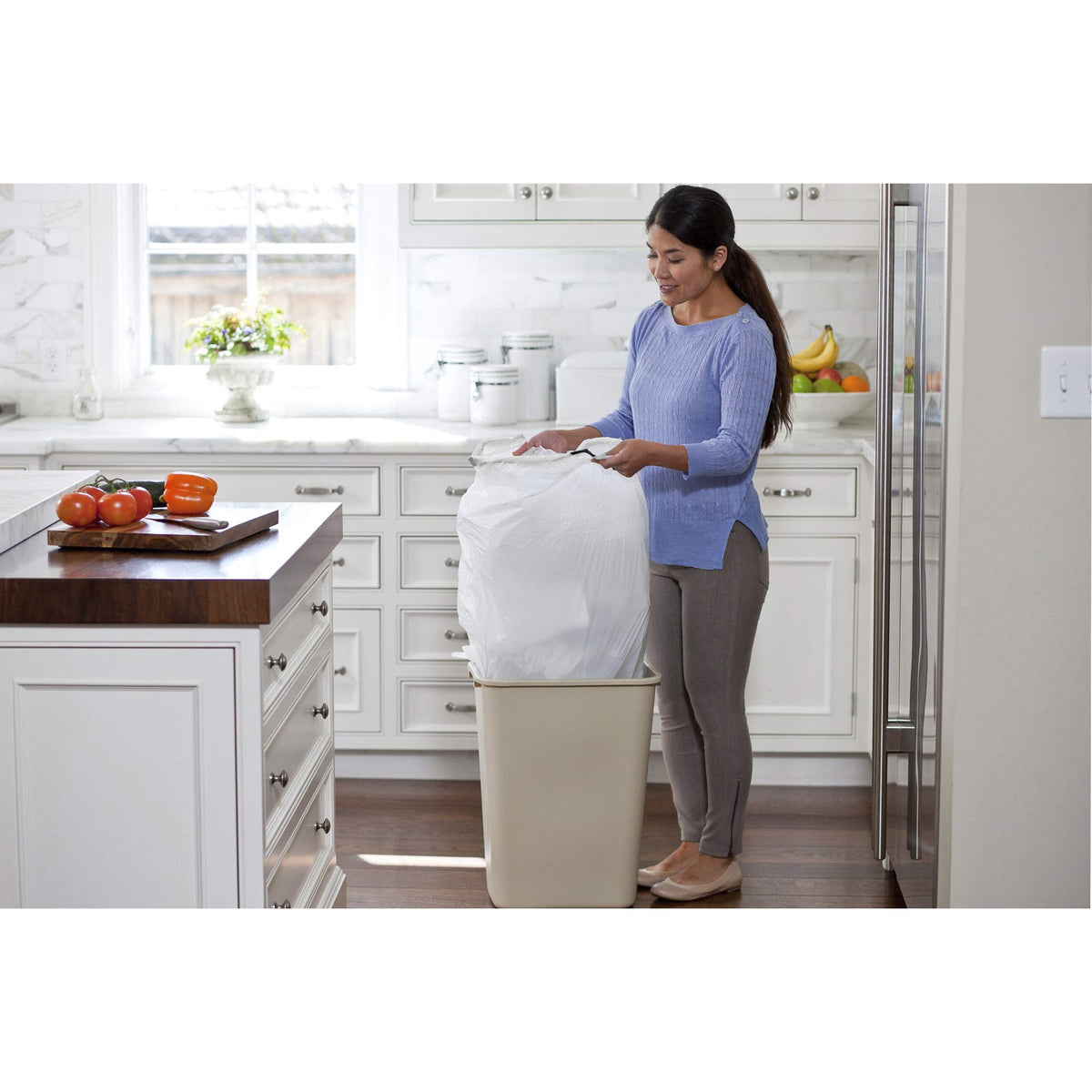 OdorShield Tall Kitchen Drawstring Trash Bags by Glad – 13 gallons, Plastic, White, Pack of 80, Model 78902