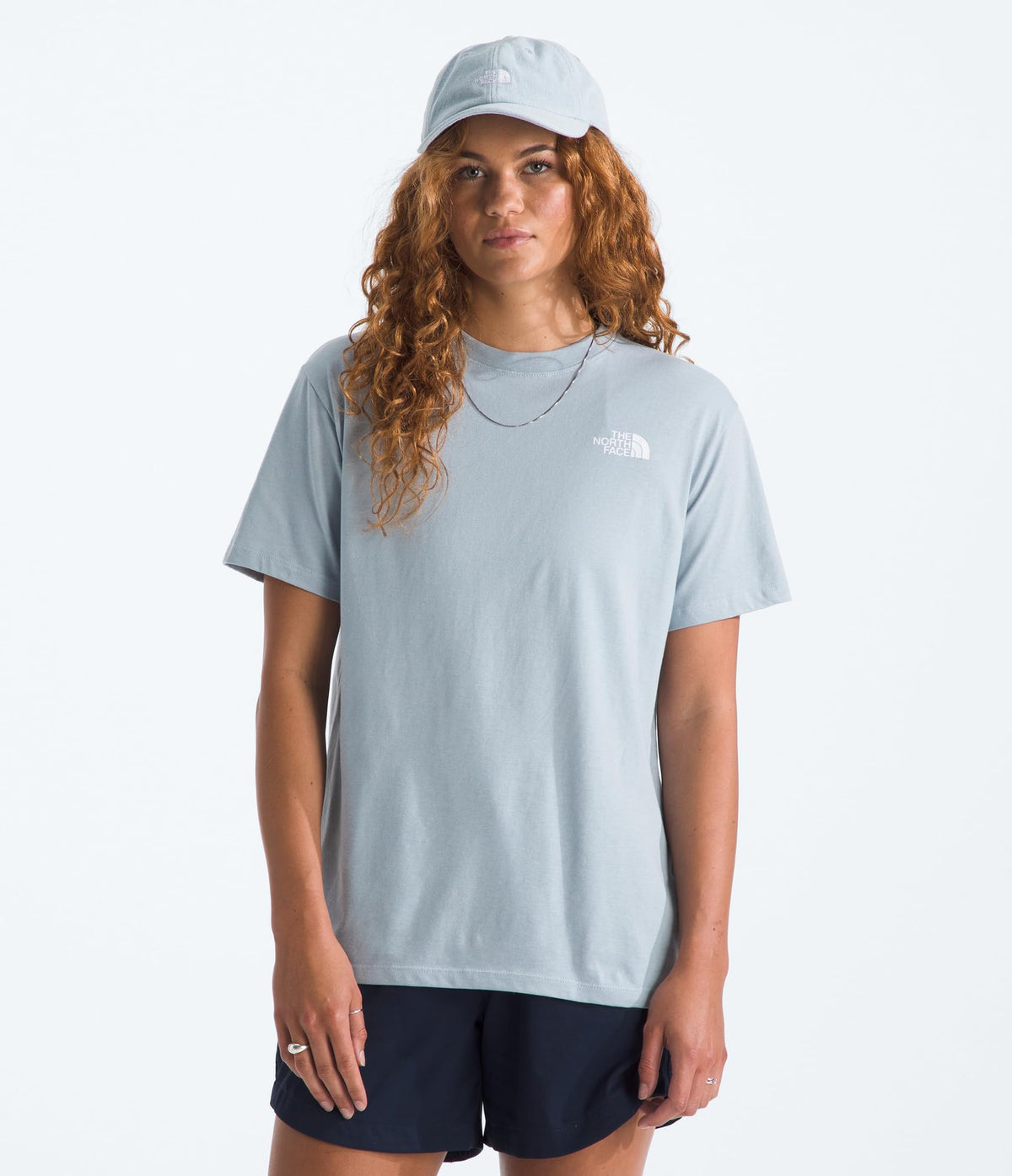 Women's Wildflower Short-Sleeve Tee by The North Face – Cotton, Frost Grey, Model NF0A8GP8