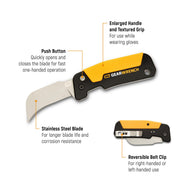 Lineman Folding Hawkbill Knife by GEARWRENCH – Molten Orange & Black, Model GWKHBFDS