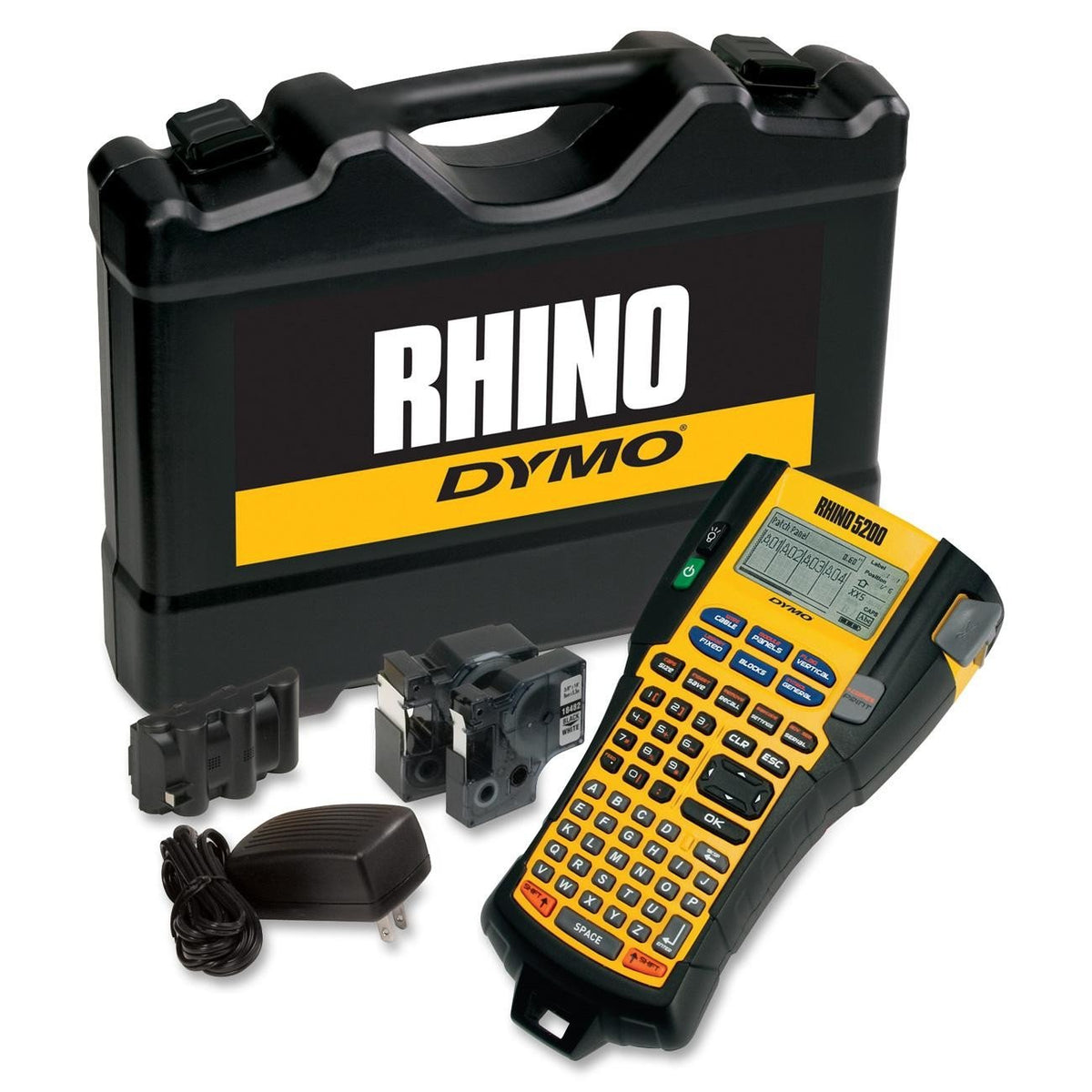 Rhino 5200 Label Maker Kit by DYMO – Black, Pack of 10, Model 1756589