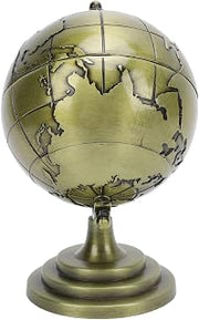 World Globe Alloy Metallic Luster and Texture 360° Rotating Educational Globe for Office Study School