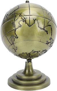 World Globe Alloy Metallic Luster and Texture 360° Rotating Educational Globe for Office Study School
