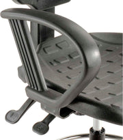 5-Way Adjustable Ergonomic Stool with Loop Armrests Black by Global Industrial – 18.5"W x 18"D x 13"H, Polyurethane, Black, Model A203TMX+19C2ARM