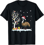 Emu Santa Hat Festive Tree Light Christmas Pajama T-Shirt